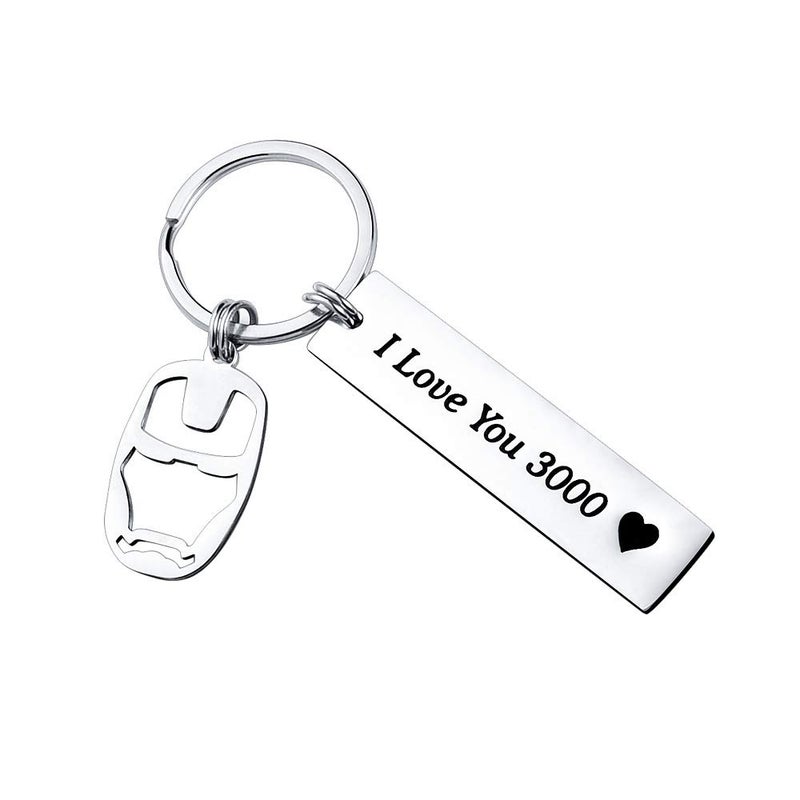 SUNSH I Love You 3000 Cute Keychain Gifts for Boyfriend Husband Dad Father Mens Gifts Valentines Day Gift for Him Black Keyrings Gift Ideas Galentines Gifts - Image 1